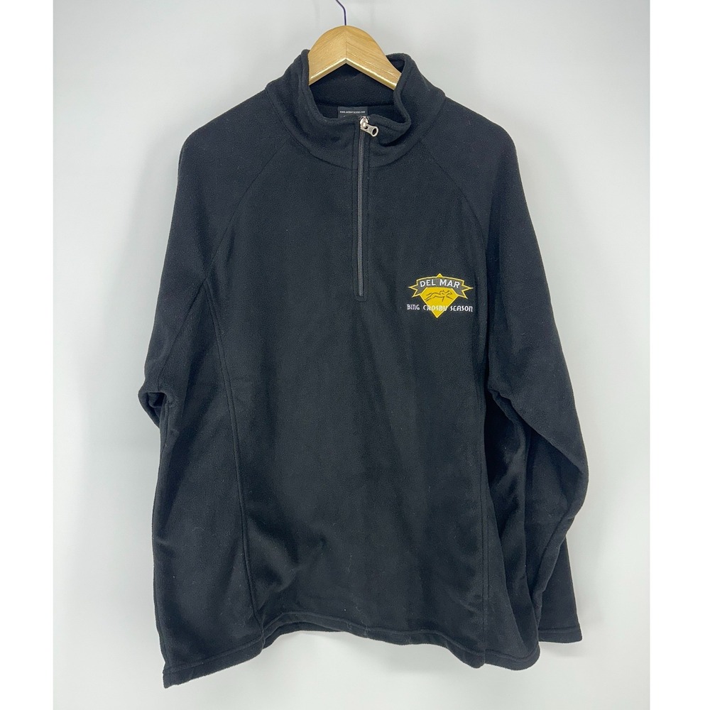 Del Mar Fleece‎ Pullover Mens XL Black Quarter Zip Bing Crosby Season Horse Race